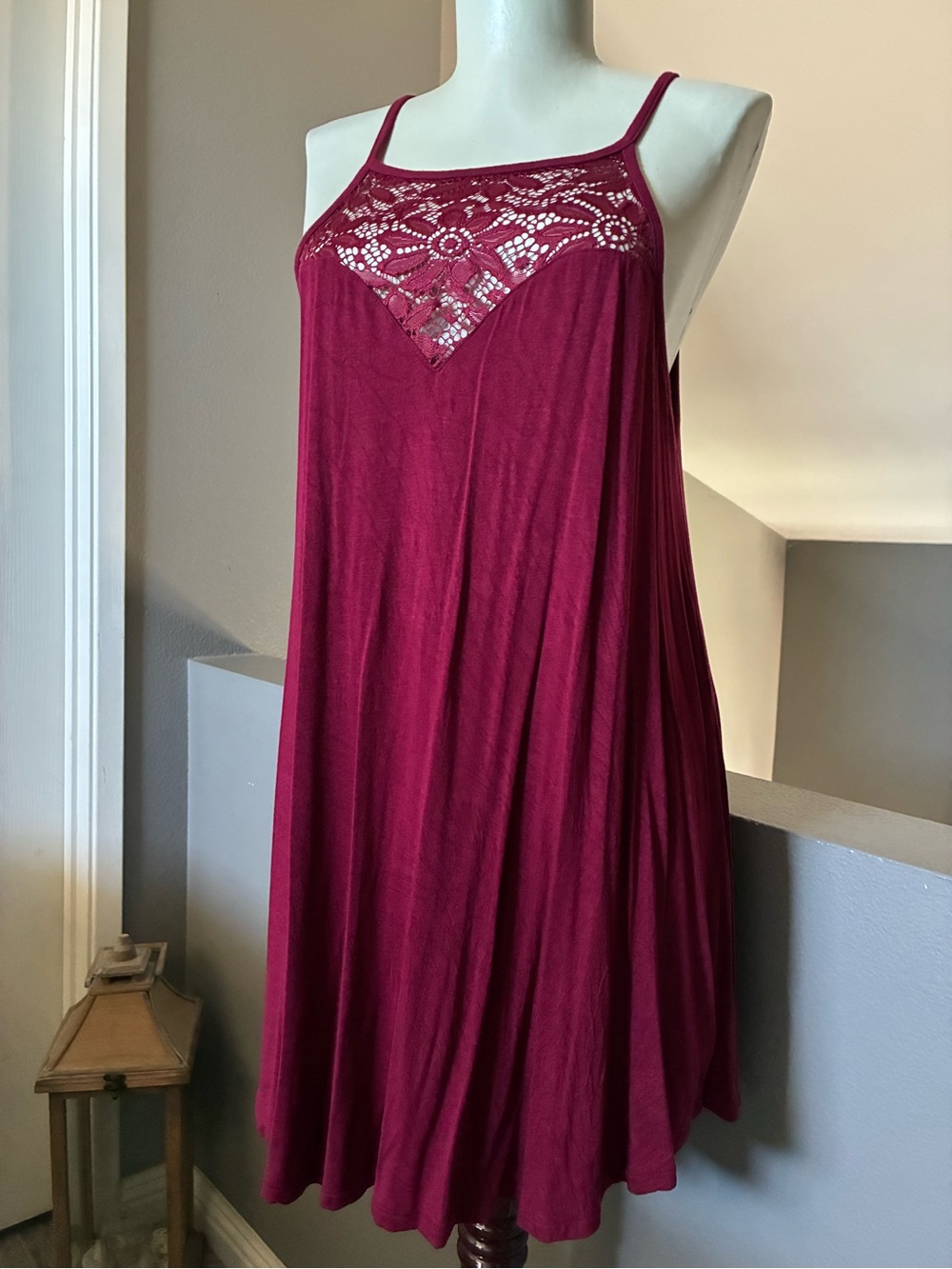 Zenana Signature Floral Embroidery Tunic Top Burgundy/Sangria Size Large